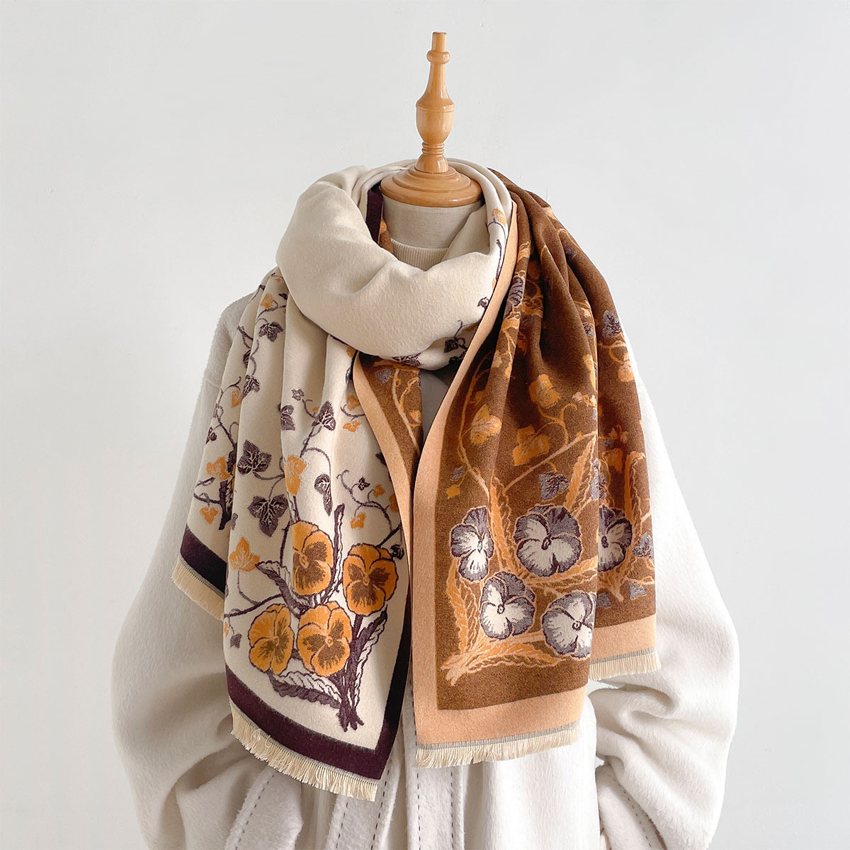 Pashmina Wrap Large - Damski szal z imitacji kaszmiru z