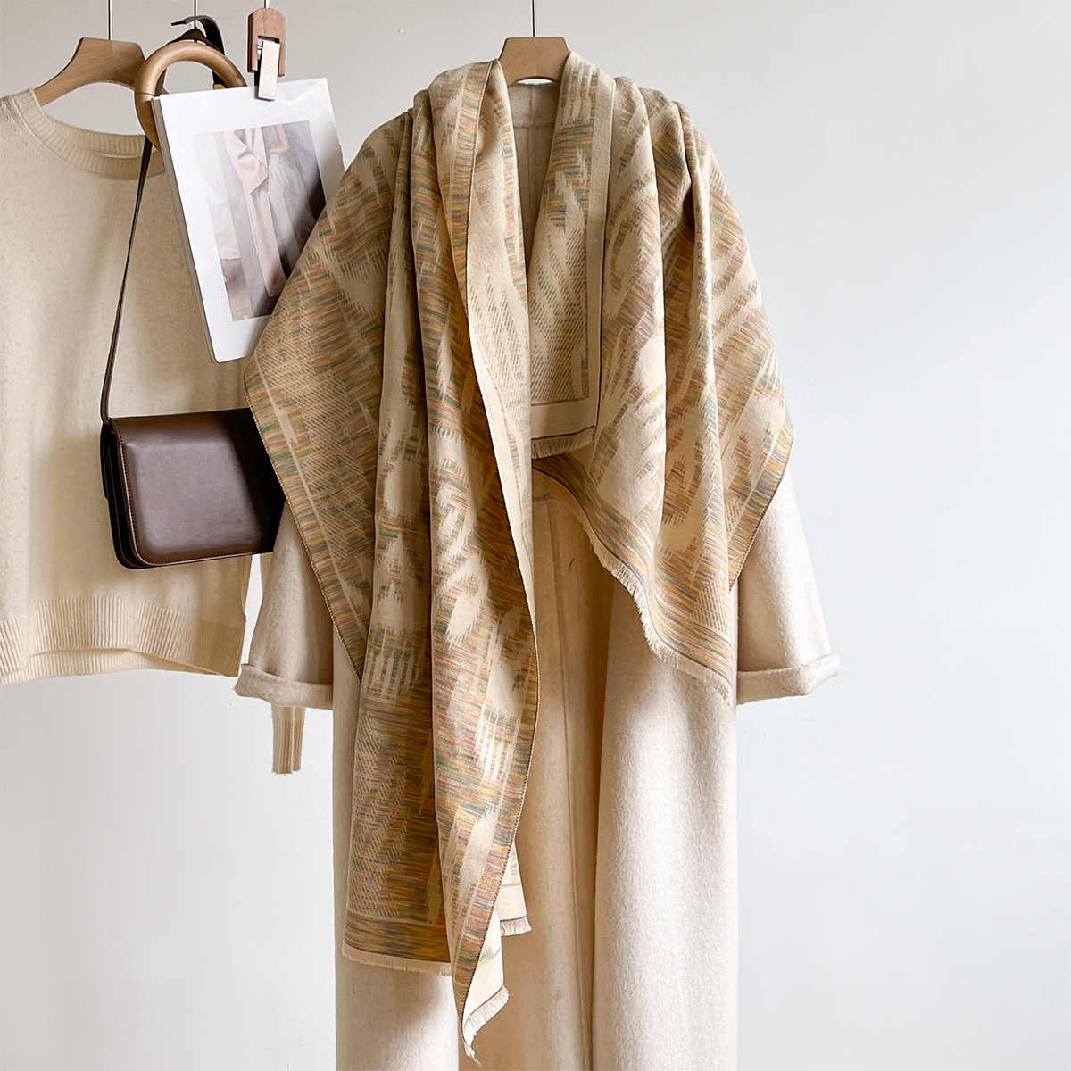 Pashmina Wrap Large - Damski szal z imitacji kaszmiru z