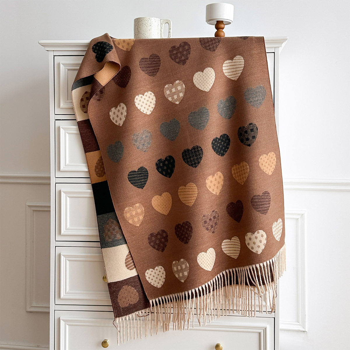 Pashmina Wrap Large - Damski szal z imitacji kaszmiru z