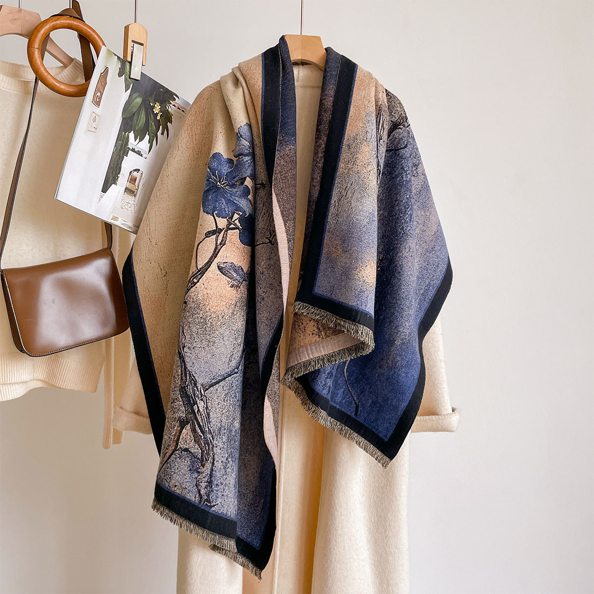 Pashmina Wrap Large - Damski szal z imitacji kaszmiru, dwustronny