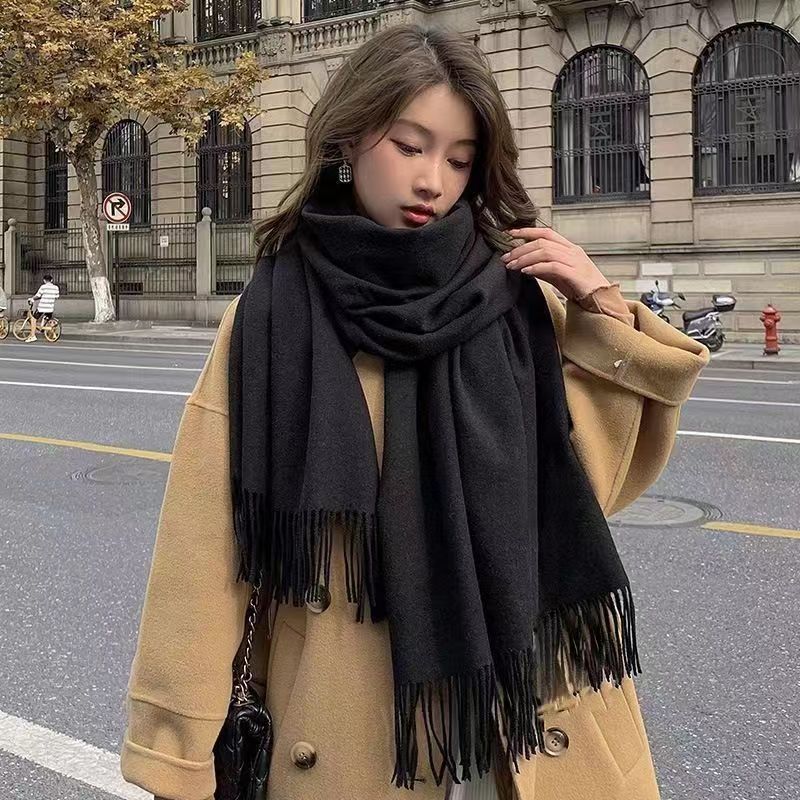 Pashmina Wrap Large - Jednokolorowy szal z imitacji kaszmiru dla